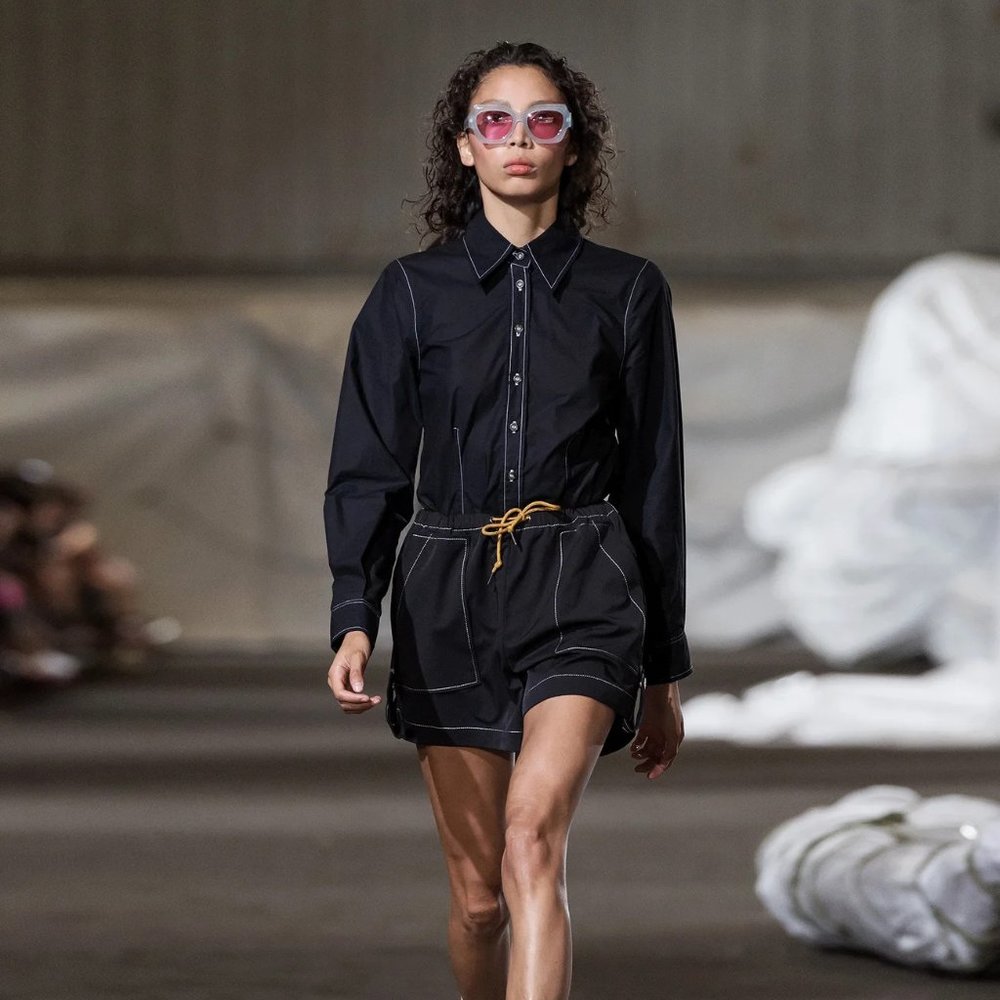 Ganni Cinnober Contrast-stitch Black Shorts Euro 36/ US 2-4